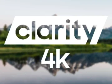 The logo of Clarity 4K TV
