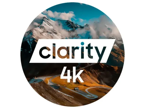 The logo of Clarity 4K TV