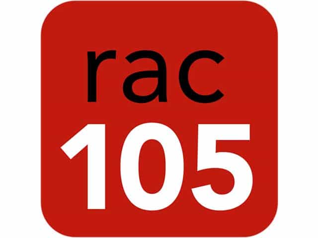 The logo of RAC 105 TV