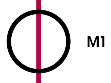 The logo of M1 TV