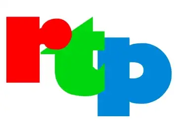 The logo of RTP TV