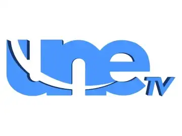 The logo of UNE TV