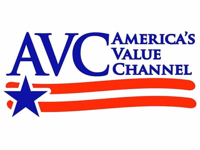 The logo of America's Value Channel