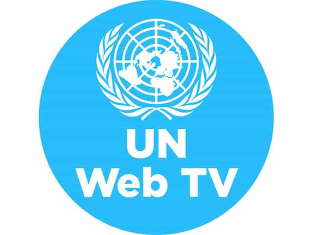 The logo of UN TV